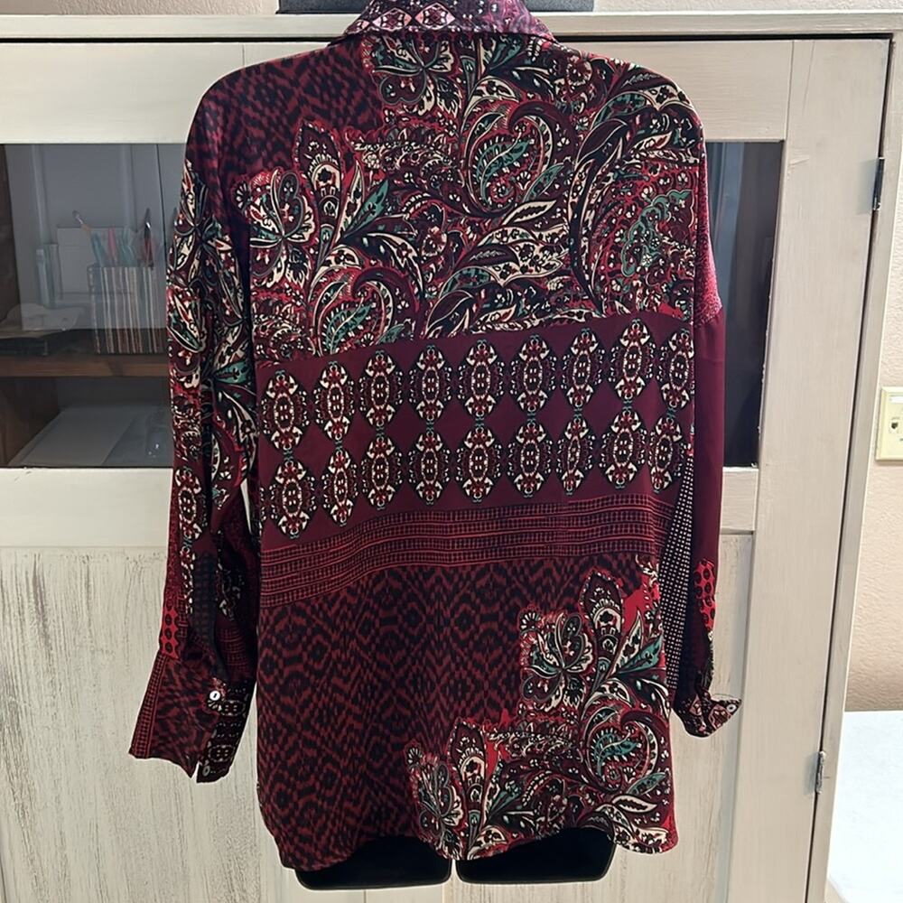 Zara Multi-Pattern Button-Down Blouse - Picture 3 of 4